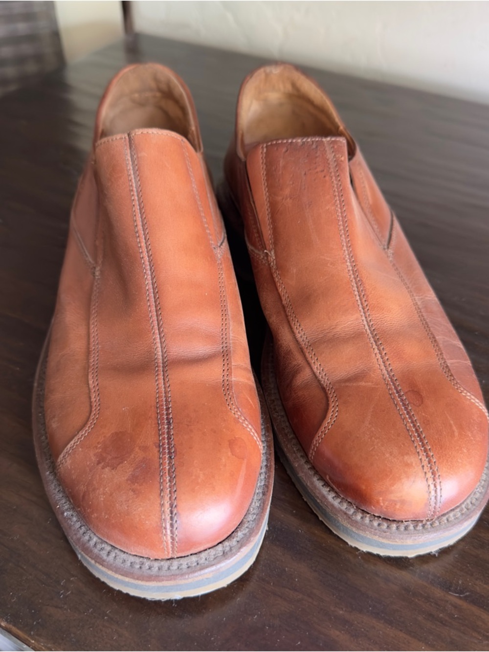 Johnston & Murphy Men's Tan Leather Slip-On Loafers